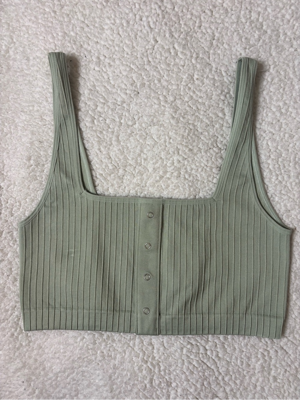 Anthropologie Ribbed Square-Neck Crop Tank - Sage